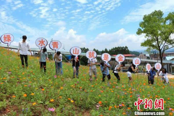 重慶花海樹“錢幣符號”雕塑 呼吁市民重視環(huán)境保護
